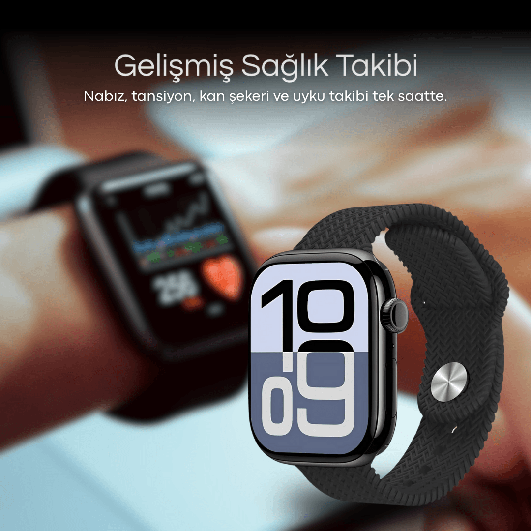 (Yeni) Watch 10 HK10 Pro Max + Amoled Ekran - Chatgpt- Çift çekirdek işlemci 4GB Hafıza - 3Kordon (46mm)