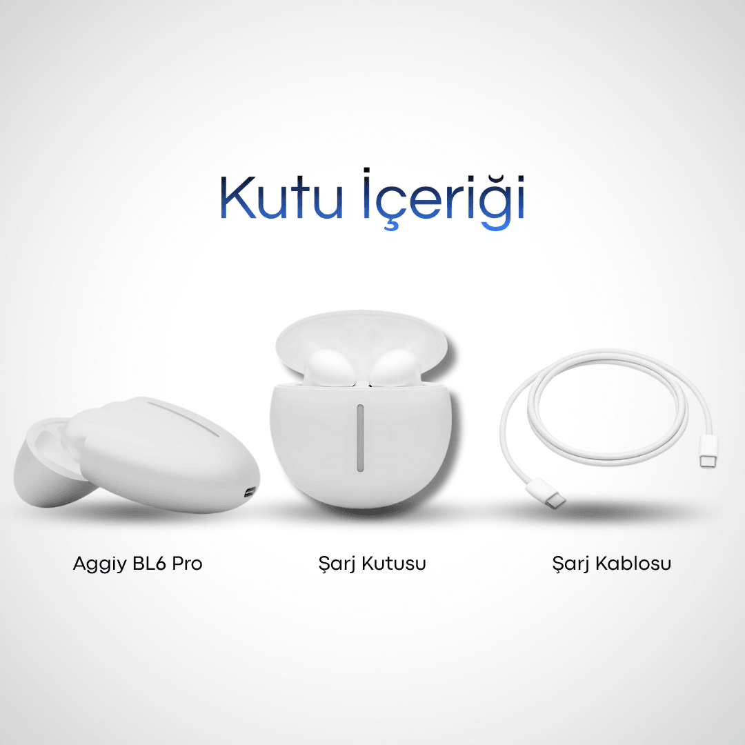 AGGIY AG-BL6 Pro Powerbanklı Çift Mikrofonlu Beyaz Bluetooth Kulak İçi Kulaklık