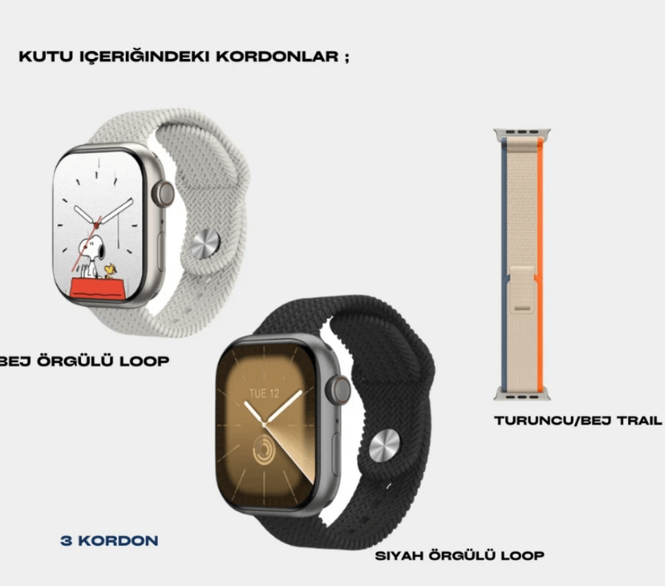 (Yeni) Watch 10 HK10 Pro Max Amoled Ekran - Chatgpt- Çift çekirdek işlemci - 3Kordon (46mm)