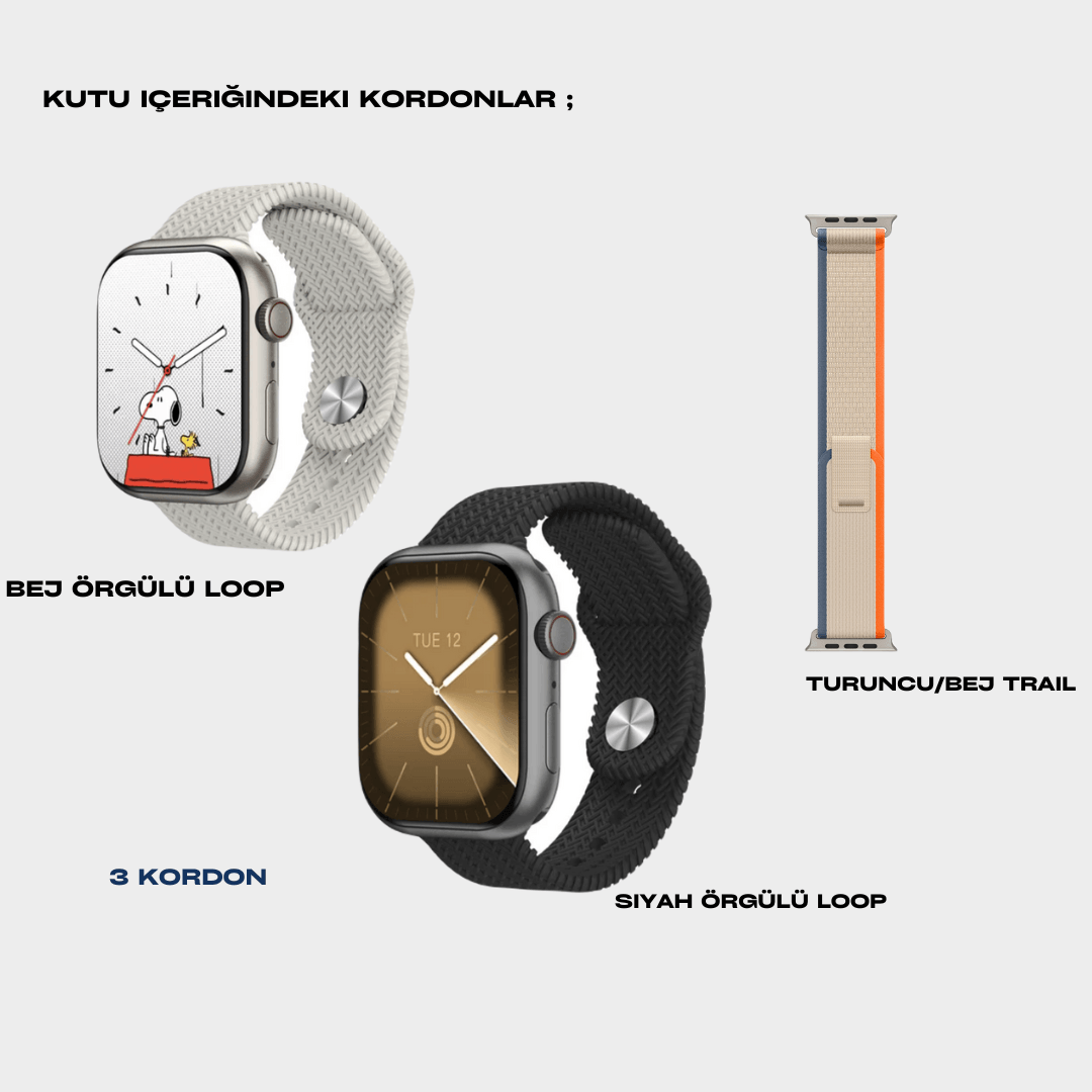 Watch 9 HK9 PROMAX + Plus Amoled Ekran - Chatgpt- Çift çekirdek işlemci - 3Kordon (45mm)