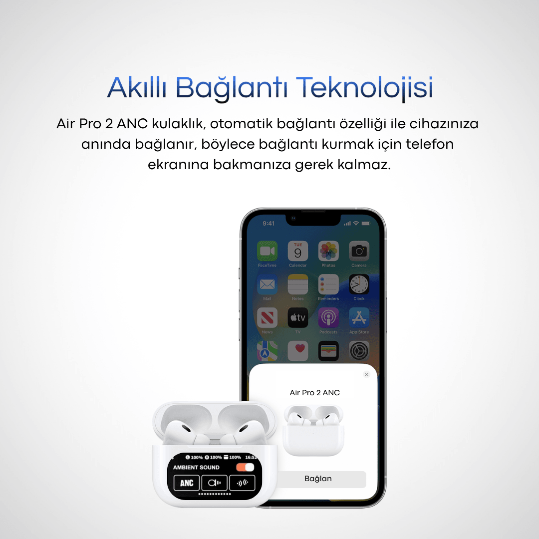 Dokunmatik Ekranlı Air Pro 2 ANC Bluetooth Kulaklık