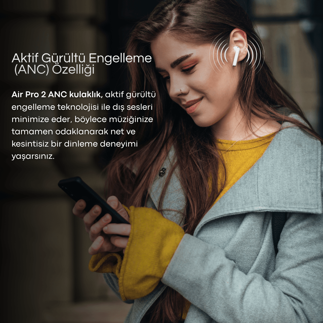 Dokunmatik Ekranlı Air Pro 2 ANC Bluetooth Kulaklık