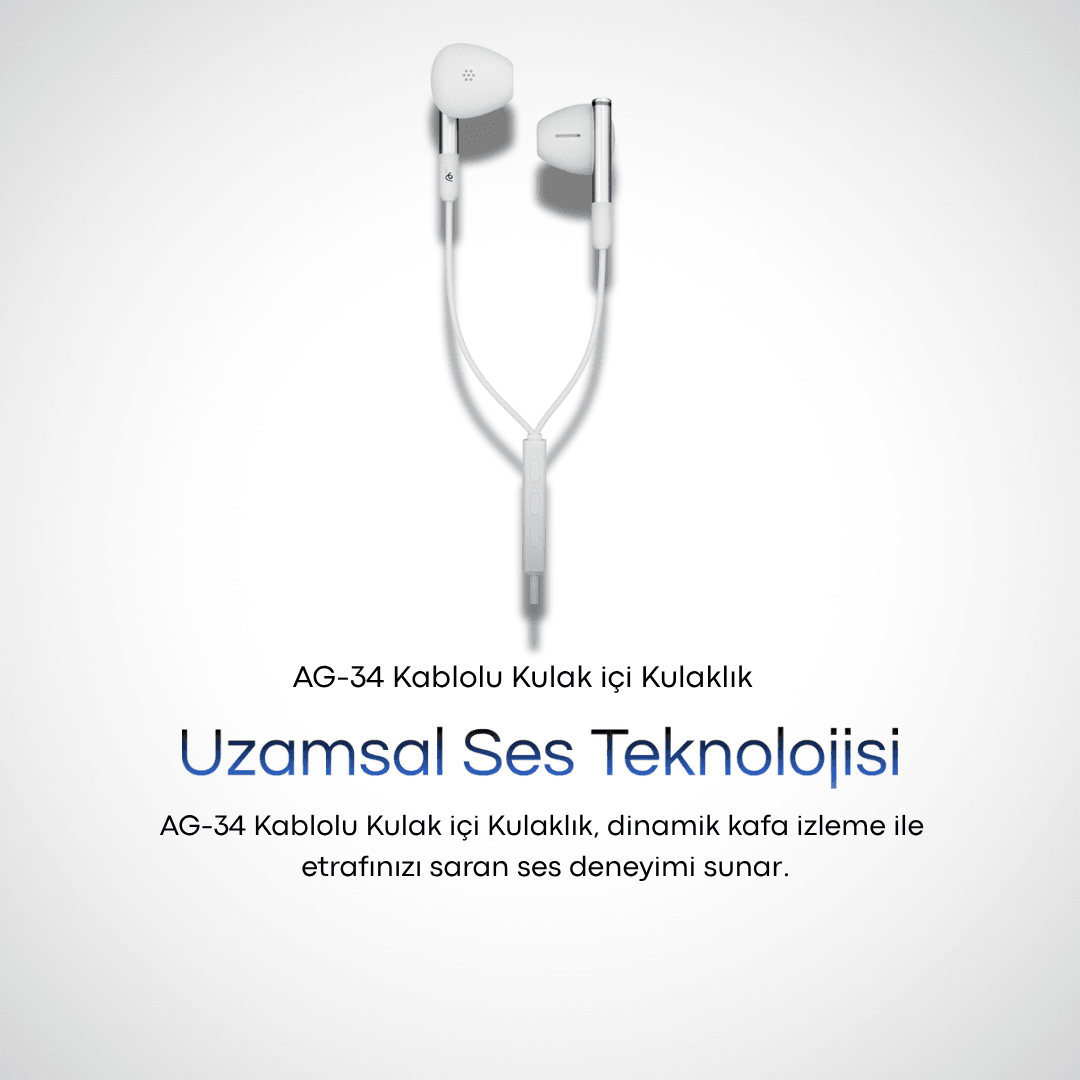 Kulakiçi Kablolu Mikrofonlu Kulaklık Android Uyumlu İos Uyumlu 3.5 mm Jack Girişli Kulaklık AG-34