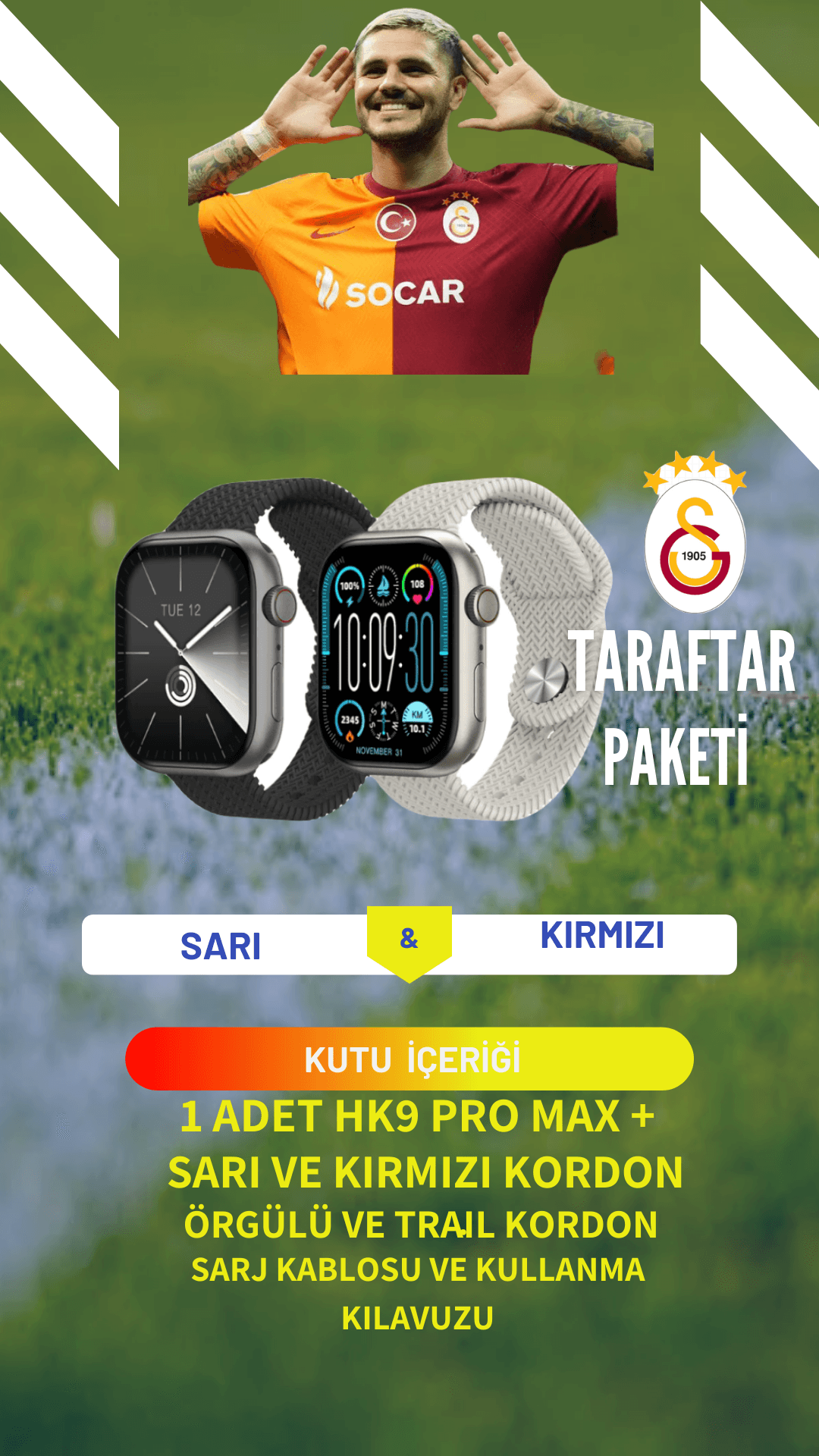 Watch Hk9 Pro max +  Galatasaray Taraftar paketi  - 4 Kordon