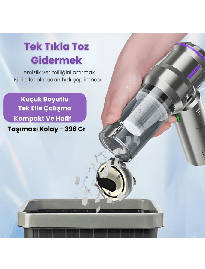 16000PA Güçlü Portatif Vakumlu Kablosuz Üflemeli Mini Araç içi Süpürgesi