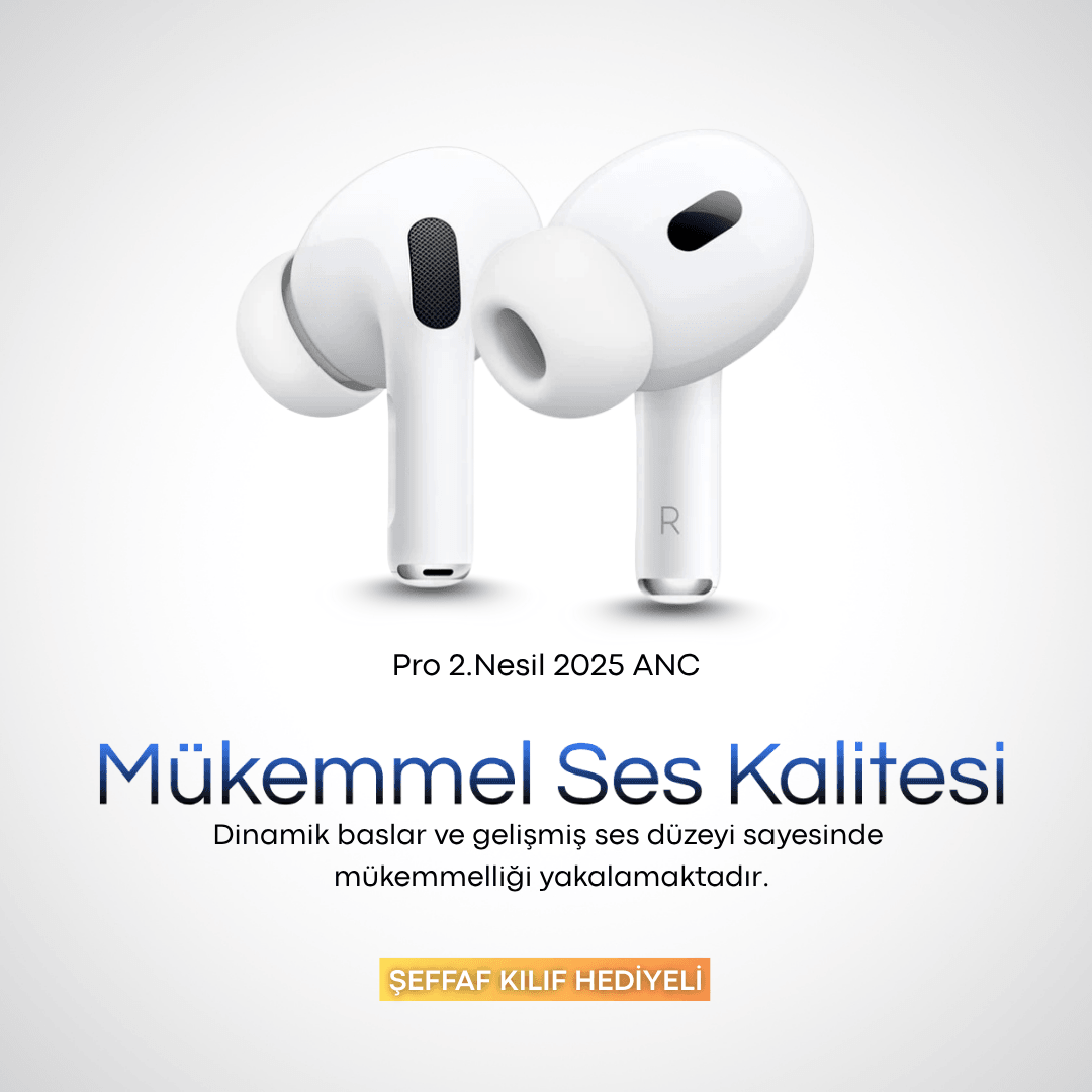 PRO (2.NESİL) 2025  ANC Bluetooth Kulaklık (Şeffaf kılıf  hediye) Geliştirilmiş Mikrofon kalitesi