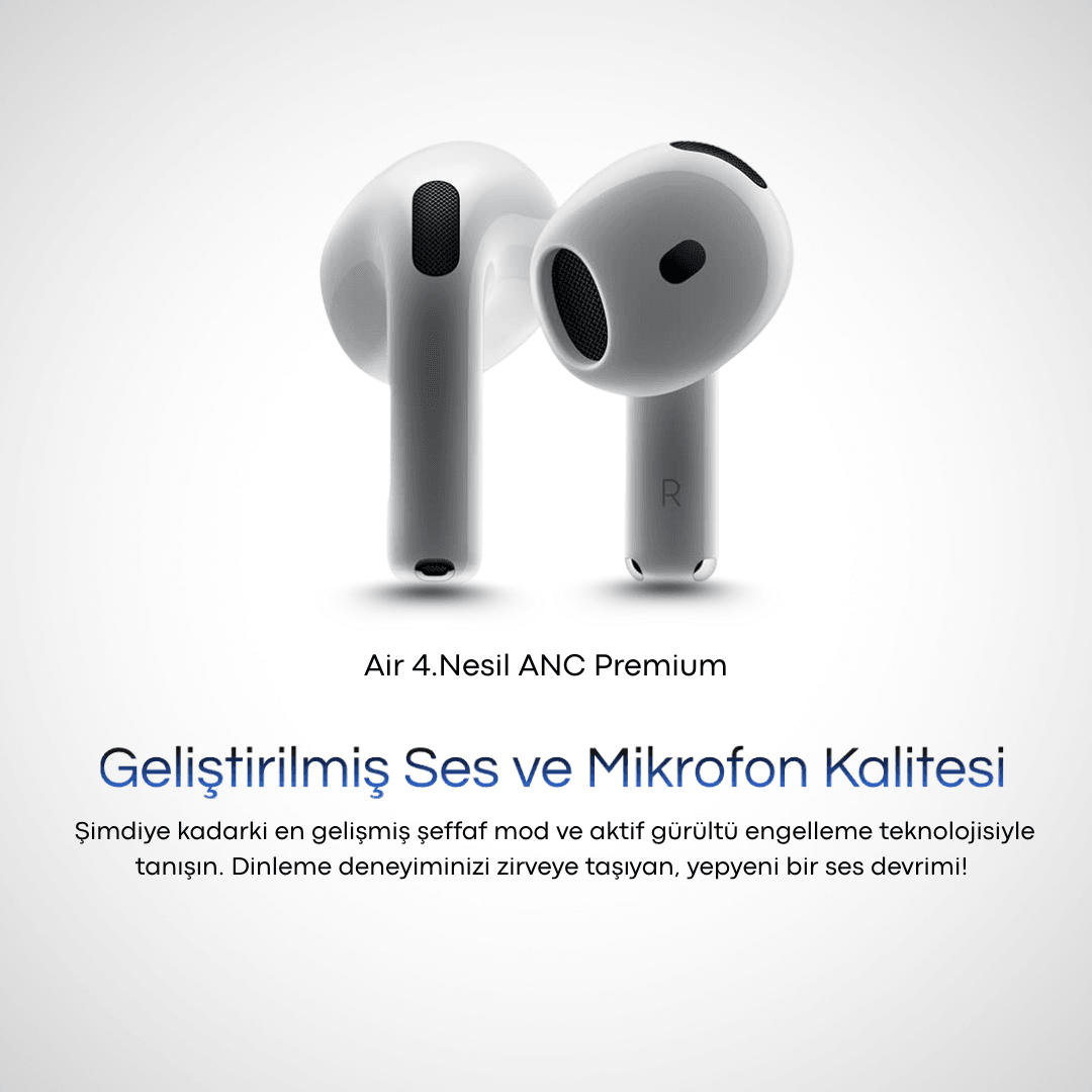 Air 4.Nesil ANC Premium Bluetooth Kulaklık 2025 Özel Seri  (Şeffaf kılıf hediye) Geliştirilmiş Mikrofon  ve Ses kalitesi