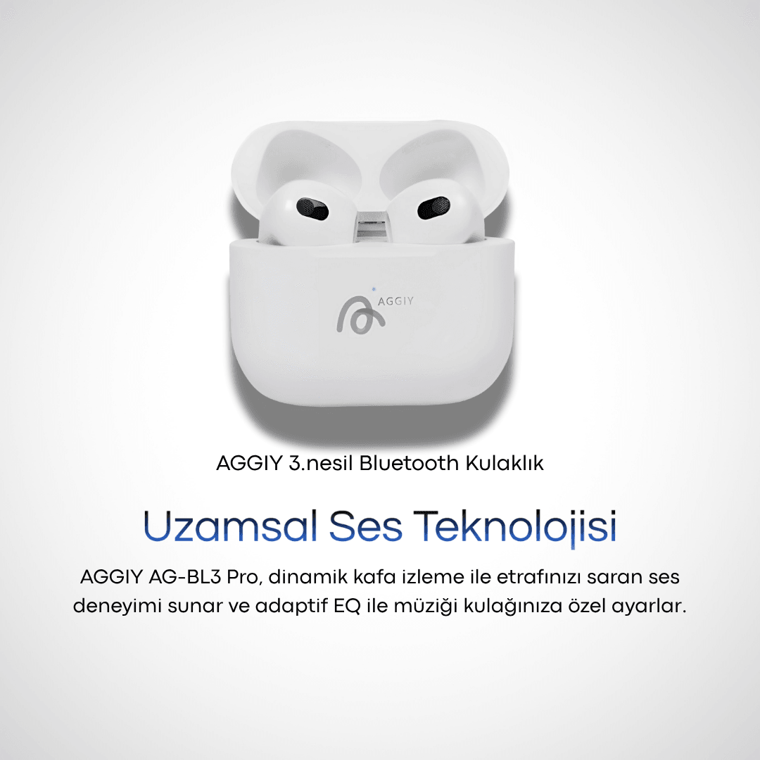 AGGIY 3.nesil  Bluetooth Kulaklık -Kılıf hediyeli