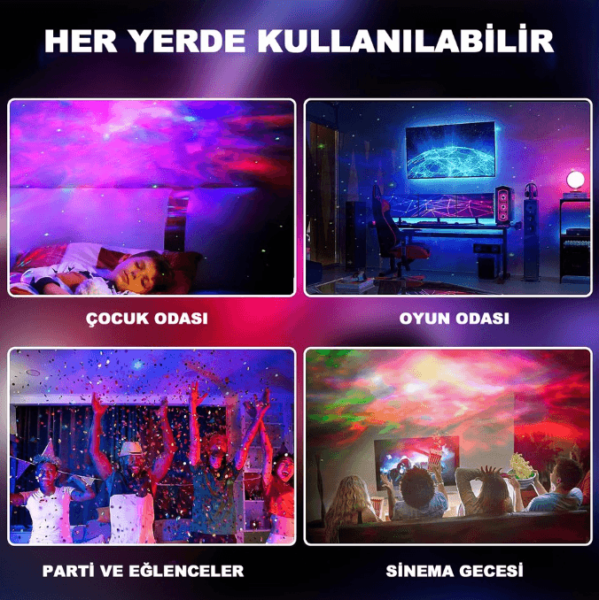 Astronot Projektör Gece Lambası Uzaktan Kumandalı 