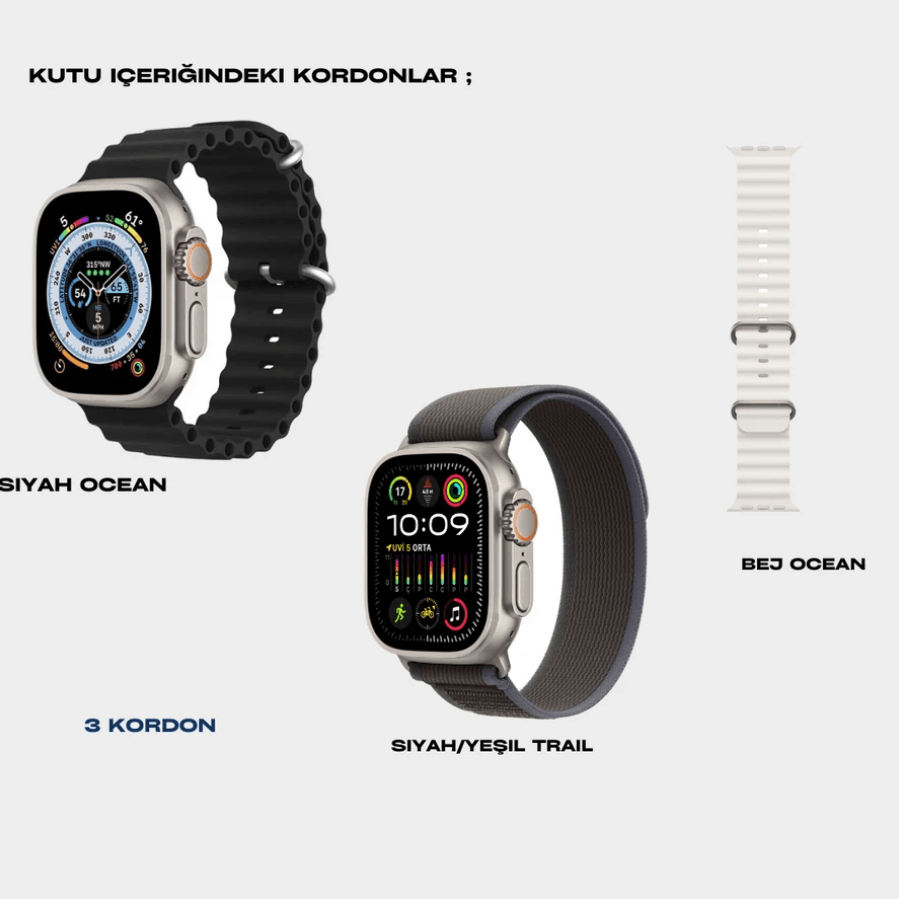 Watch HK10 ULTRA 3  - Amoled Ekran - Chatgpt- Çift çekirdek işlemci - 3Kordon (49mm)