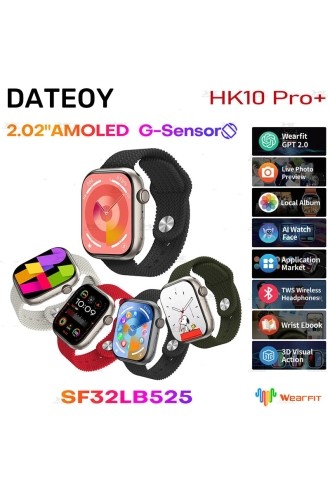 (Yeni) Watch 10 HK10 Pro Plus + Amoled Ekran - Chatgpt- Çift çekirdek işlemci - 3Kordon (46mm) 