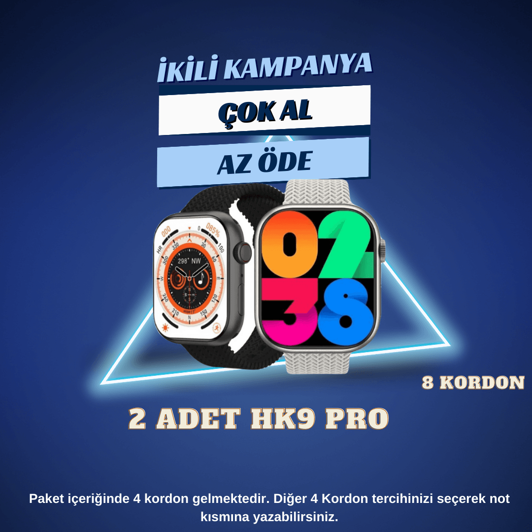 İKİ ADET HK9 PRO (2.Nesil)  -AMOLED EKRAN  Toplam 8 KORDON 