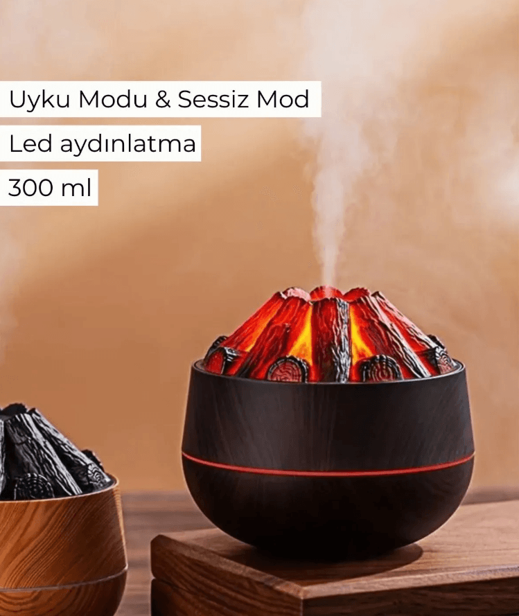 Ultrasonik Hava Nemlendirici Aroma Difüzörü Led Işıklı 300ml Buhar Makinesi Koku Yayıcı