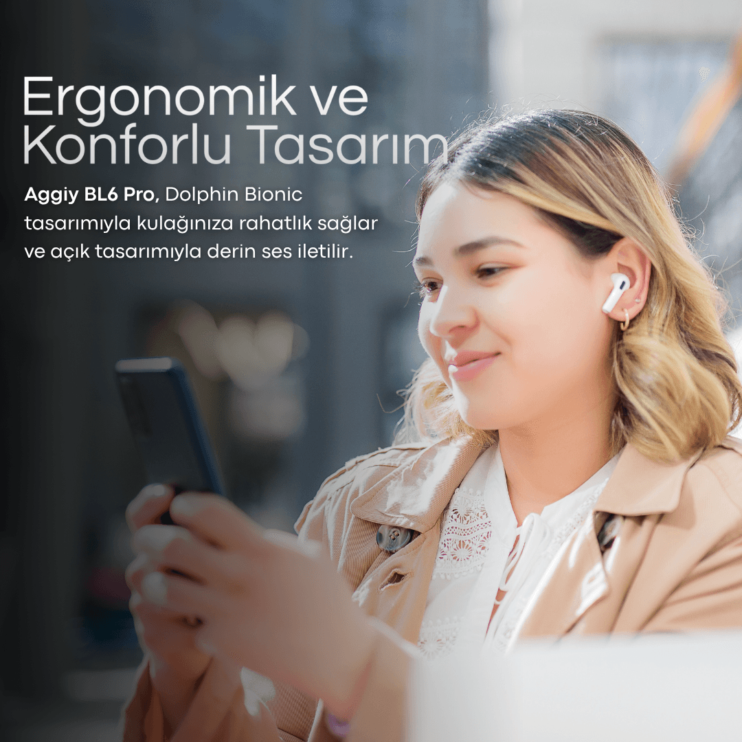 AGGIY AG-BL6 Pro Powerbanklı Çift Mikrofonlu Beyaz Bluetooth Kulak İçi Kulaklık
