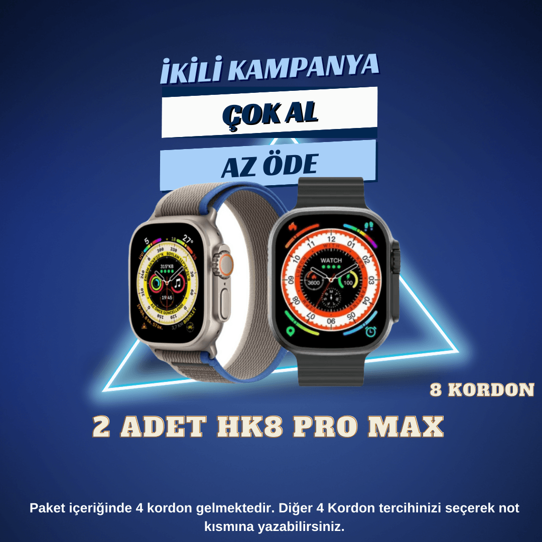 İKİ ADET HK8 PRO MAX  (2.nesil) - AMOLED EKRAN   8 KORDON 