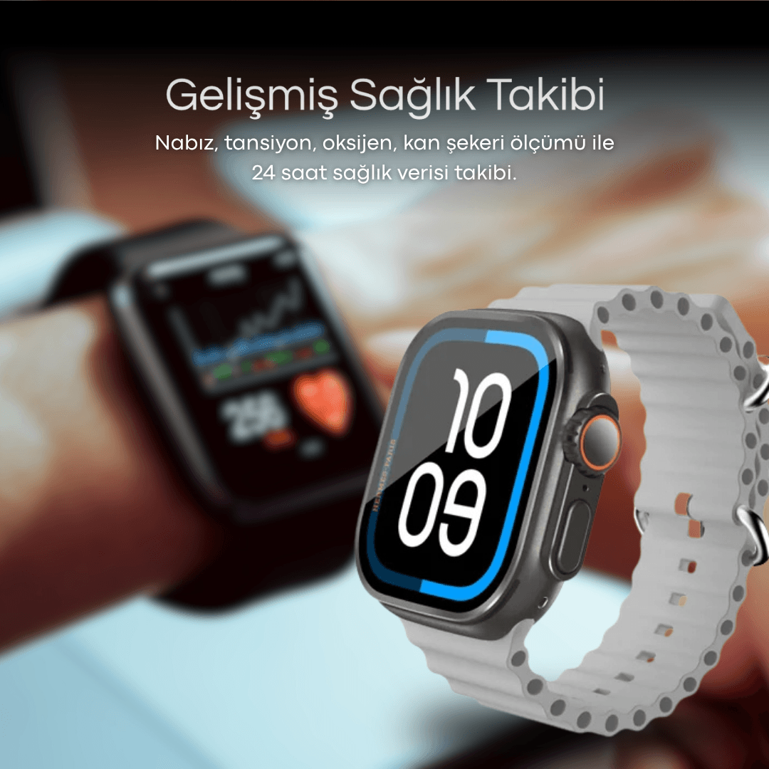 Aggiy Watch Ultra 3 Max (Suya dayanıklı-Süper Amoled-Yapay Zeka-Çift Çekirdek )- 3 Kordon