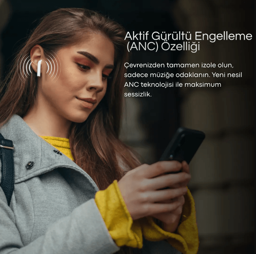 1 Alana 1  Bedava / Air 4.Nesil ANC Premium Bluetooth Kulaklık 2025 (Şeffaf kılıf hediye) Geliştirilmiş Mikrofon ve Ses kalitesi