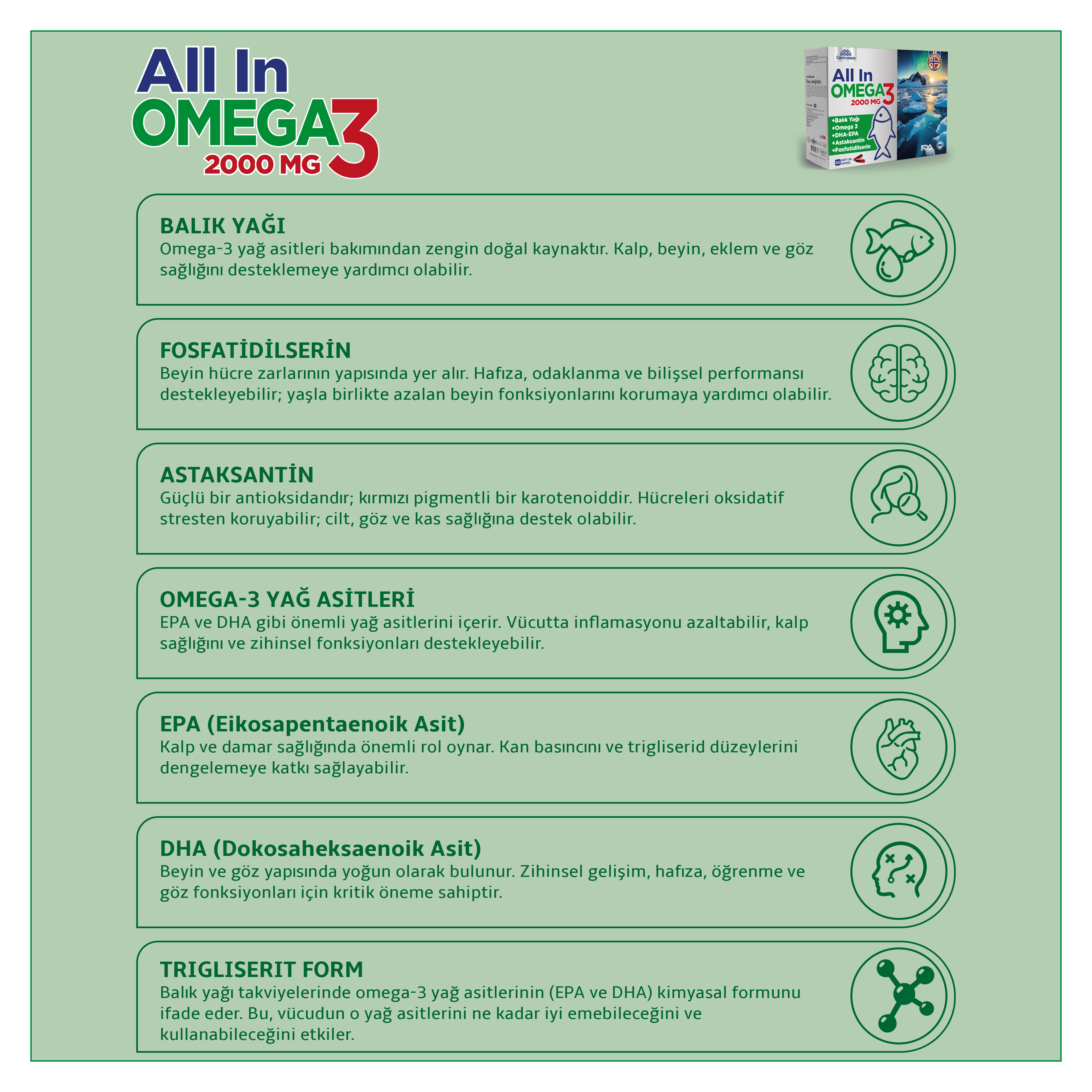 All In Omega 3 2000 Mg – 3’lü Avantajlı Paket (3×60 SOFT JEL KAPSÜL)