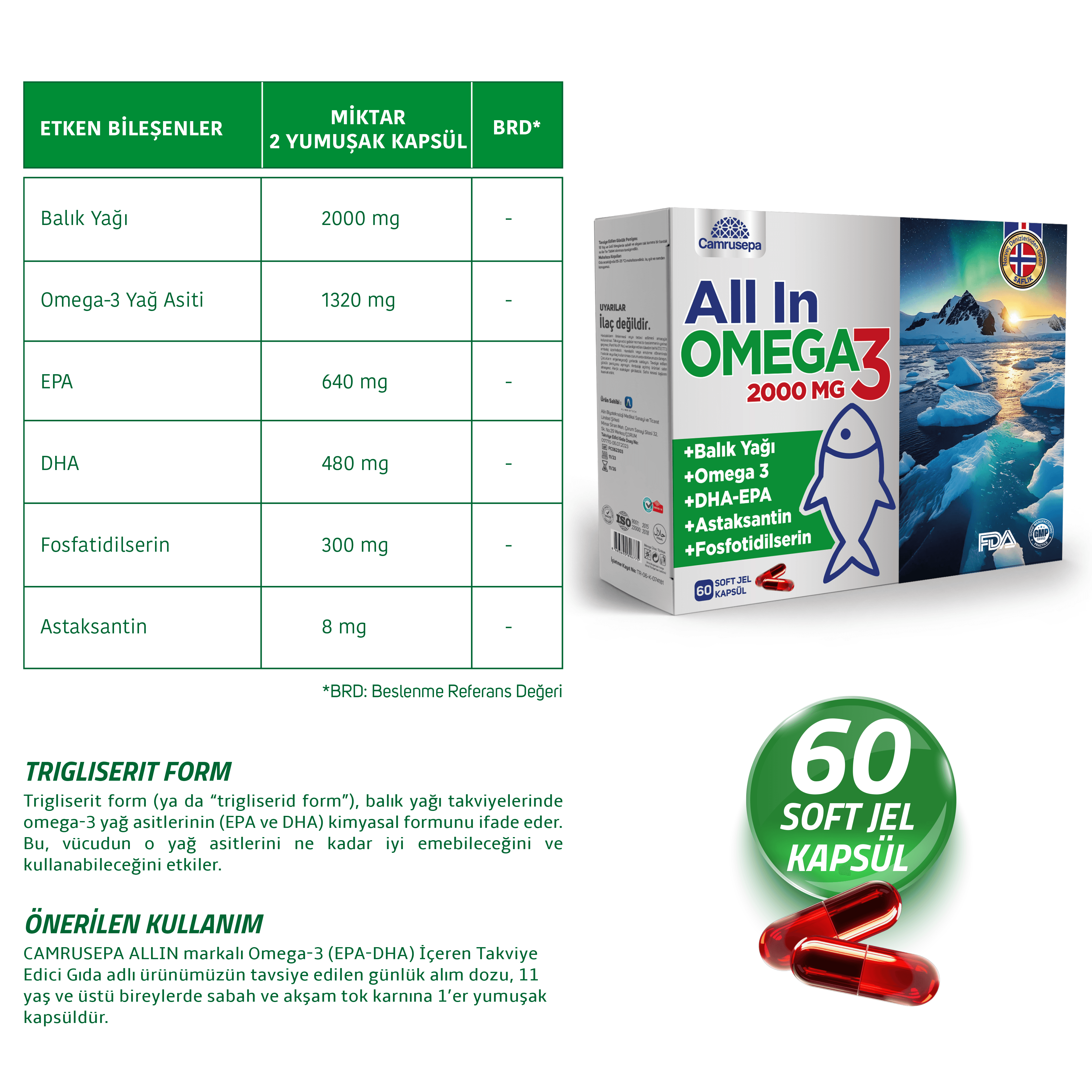 All In Omega 3 2000 Mg – 3’lü Avantajlı Paket (3×60 SOFT JEL KAPSÜL)