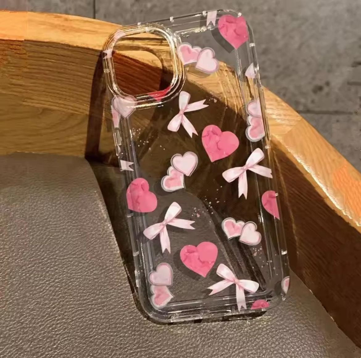 PEMBE KALPLİ FİYONKLAR BASKILI ŞEFFAF TPU KORUYUCU KILIFLAR 