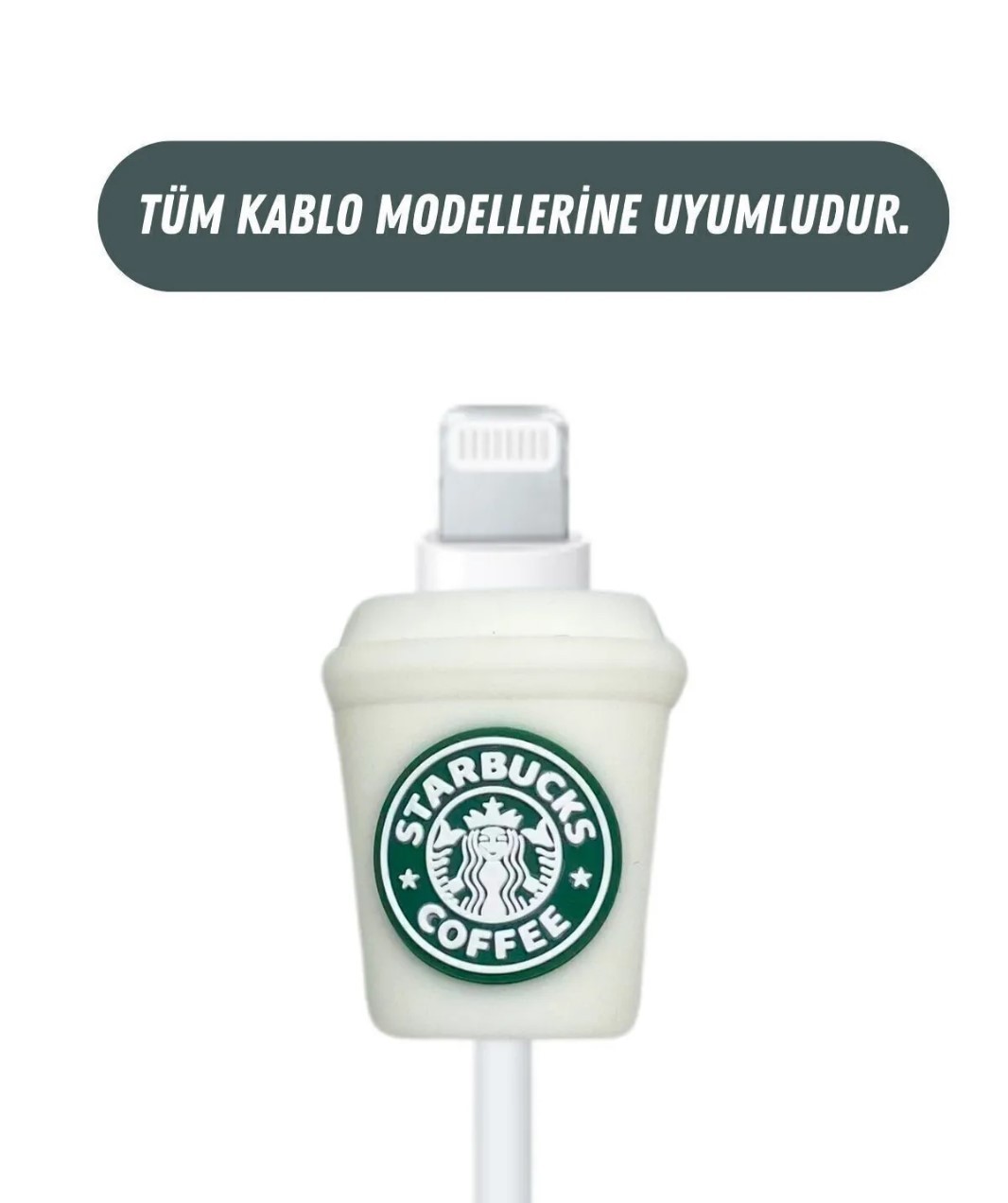 BEYAZ STARBUCKS KABLO UCU KORUYUCU 