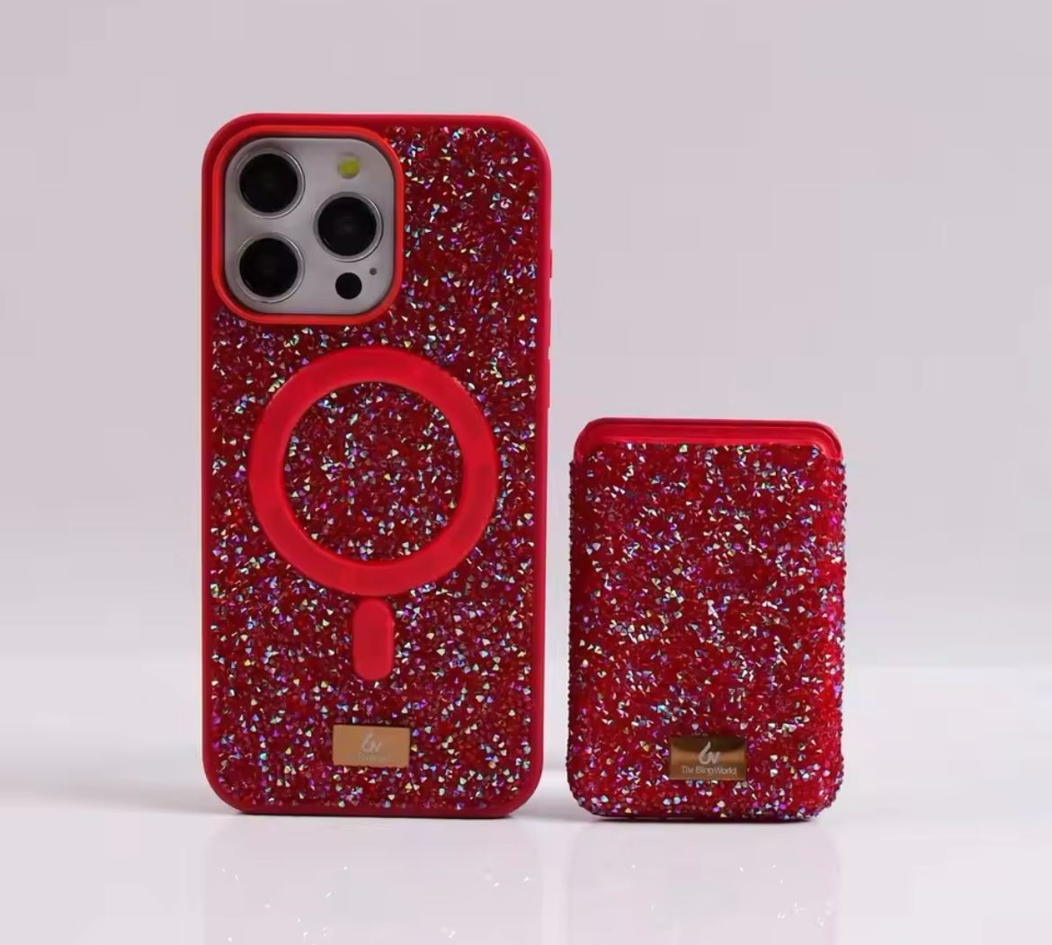 SWAROVSKİ TAŞLI MAGSAFE KARTLIKLI DİAMOND LÜX KILIFLAR 