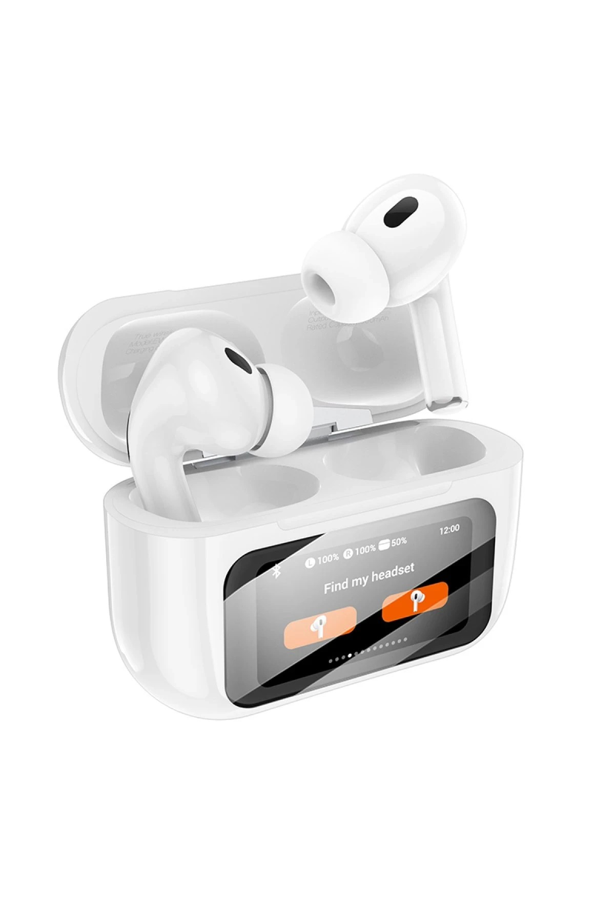 Hoco EW72 BT 5.4 Aktif Gürültü Engelleyici Özellikli Dijital Dokunmatik Ekranlı Airpods Bluetooth Kulaklık - Beyaz