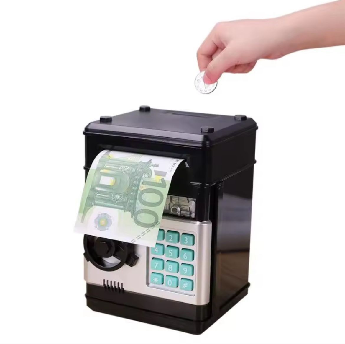 MÜZİKLİ ATM TASARIMLI METAL VE KAĞIT PARA KUMBARASI 