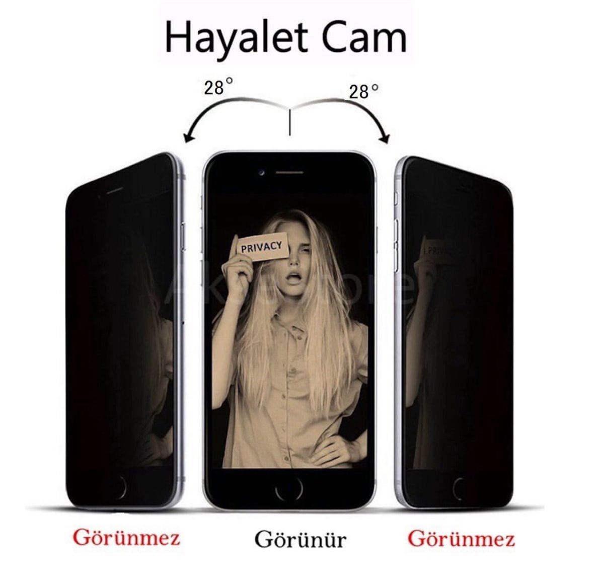 HAYALET EKRAN KORUYUCU ULTRA KORUMA GİZLİLİK CAM 