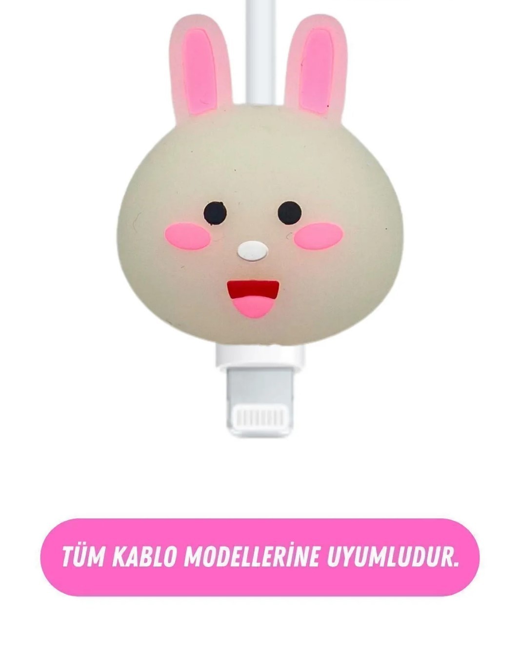 PEMBE KULAKLI TAVŞAN KABLO UCU KORUYUCU 