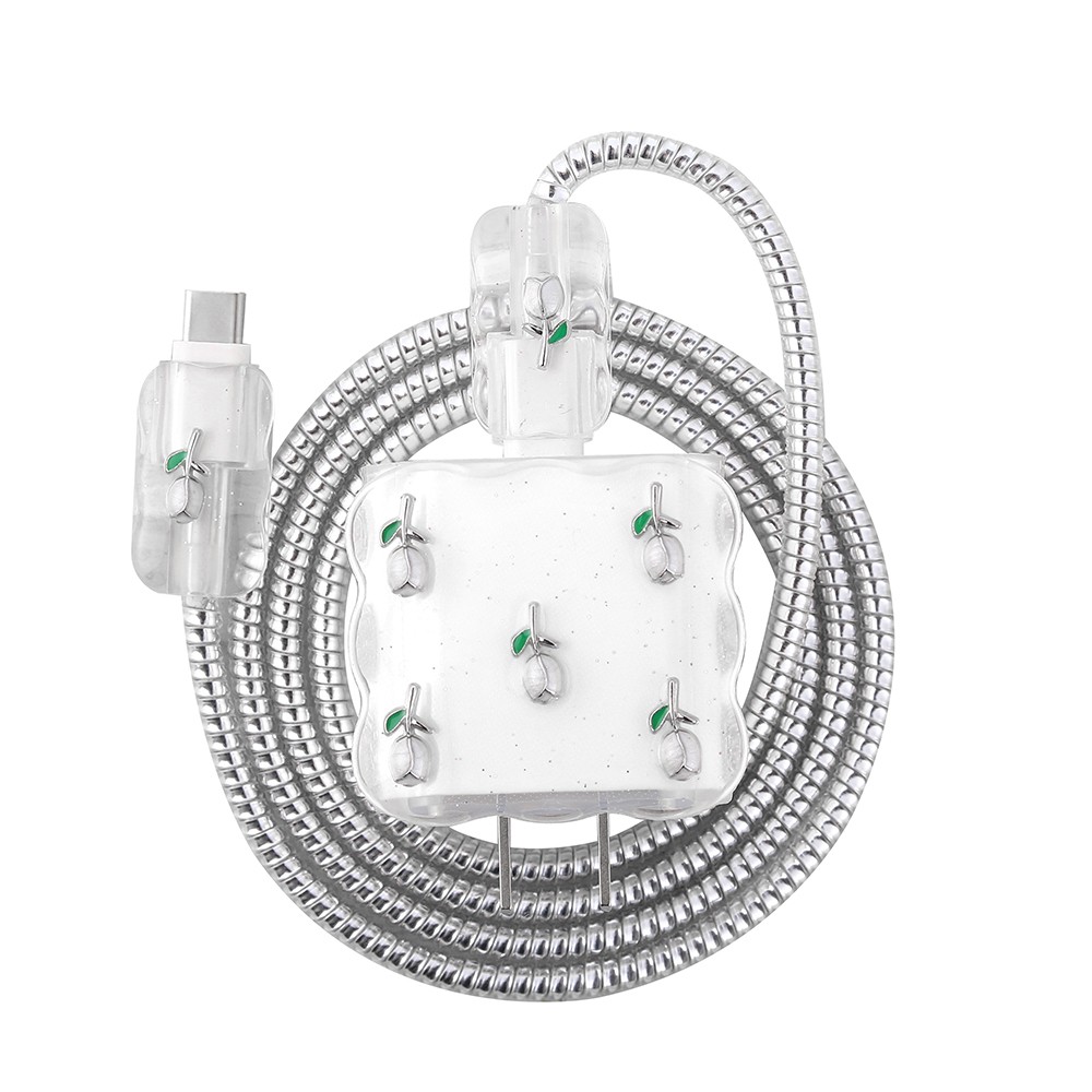 LALE DESENLİ ŞARJ BAŞLIĞI VE KABLO KORUYUCU SET 18W 20W UYUMLU 
