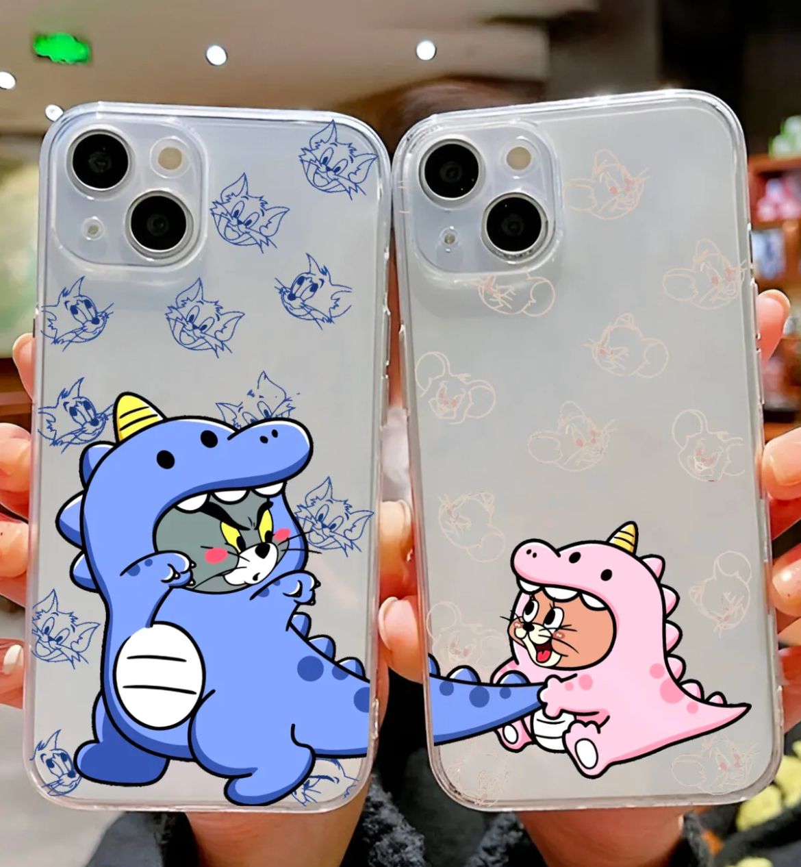 Tom Jerry  Dinazor Sevgili Couple Şeffaf Baskılı Tpu Koruyucu Kılıf  ( 1 Adet Fiyatıdır )
