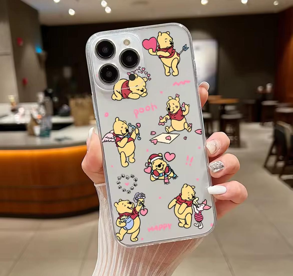 CUTE POOH BASKILI ŞEFFAF KORUYUCU KILIFLAR 