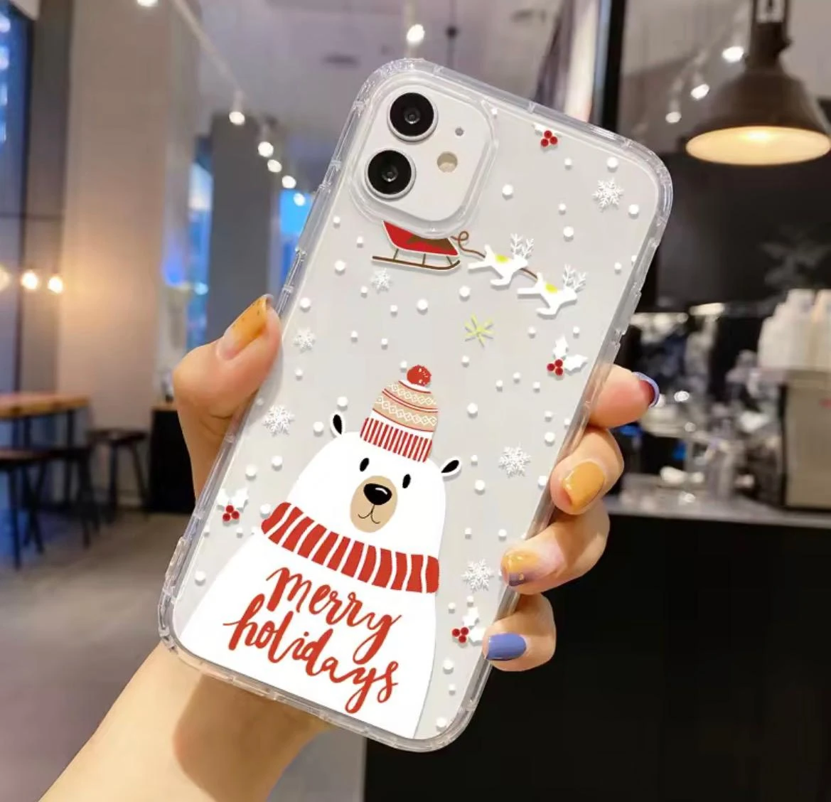 Merry Holidays Kutup Ayısı Temalı Şeffaf Baskılı Tpu Koruyucu Kılıf 