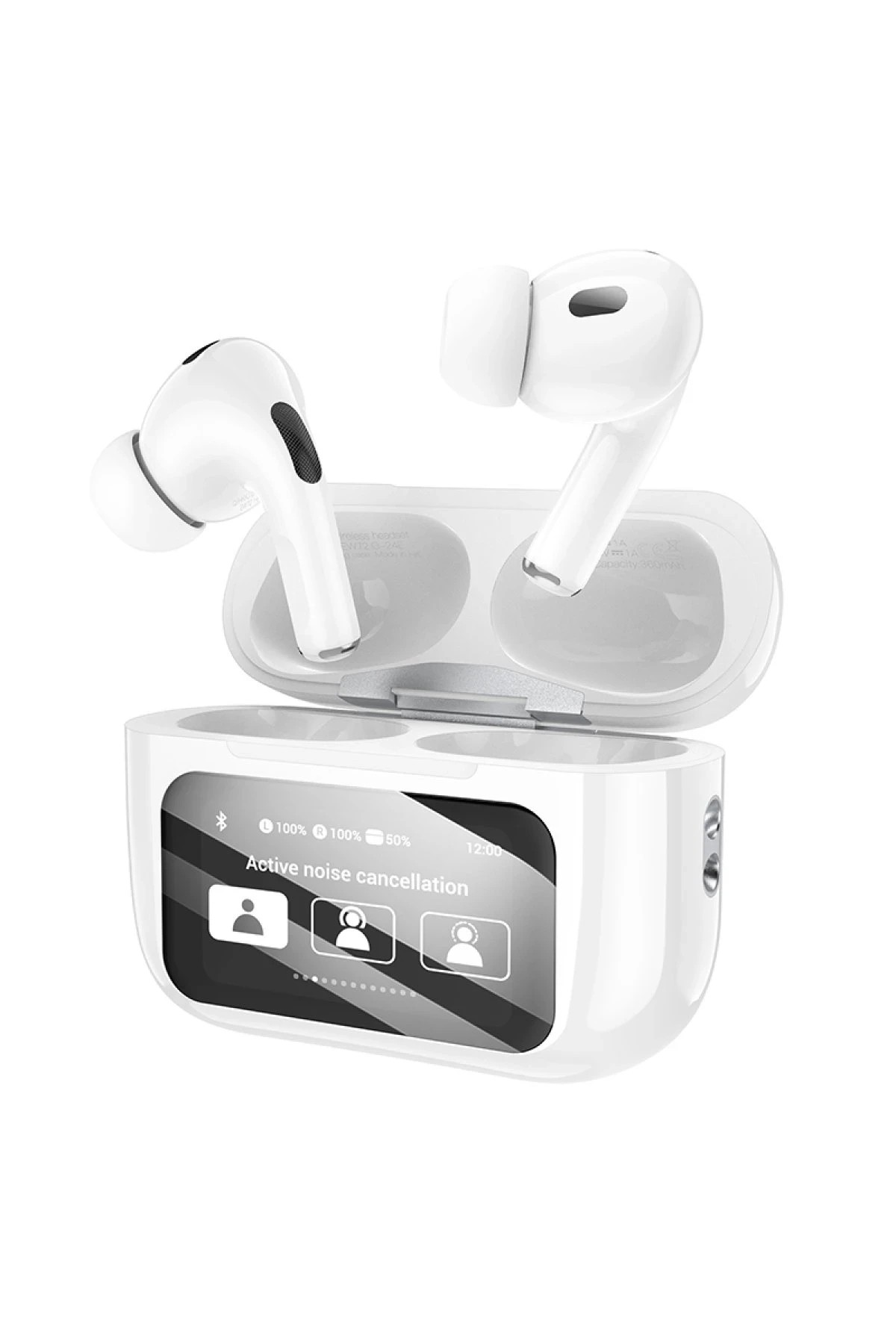 Hoco EW72 BT 5.4 Aktif Gürültü Engelleyici Özellikli Dijital Dokunmatik Ekranlı Airpods Bluetooth Kulaklık - Beyaz