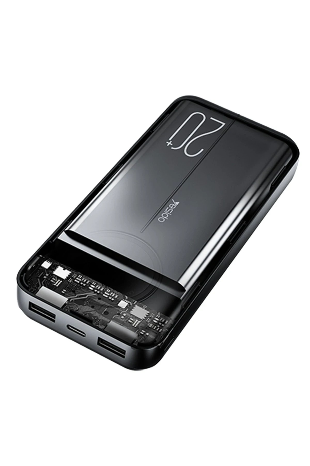 Yesido YP40 10.000 mAh Dijital Göstergeli USB3.0 PD Hızlı Şarj Powerbank - Siyah