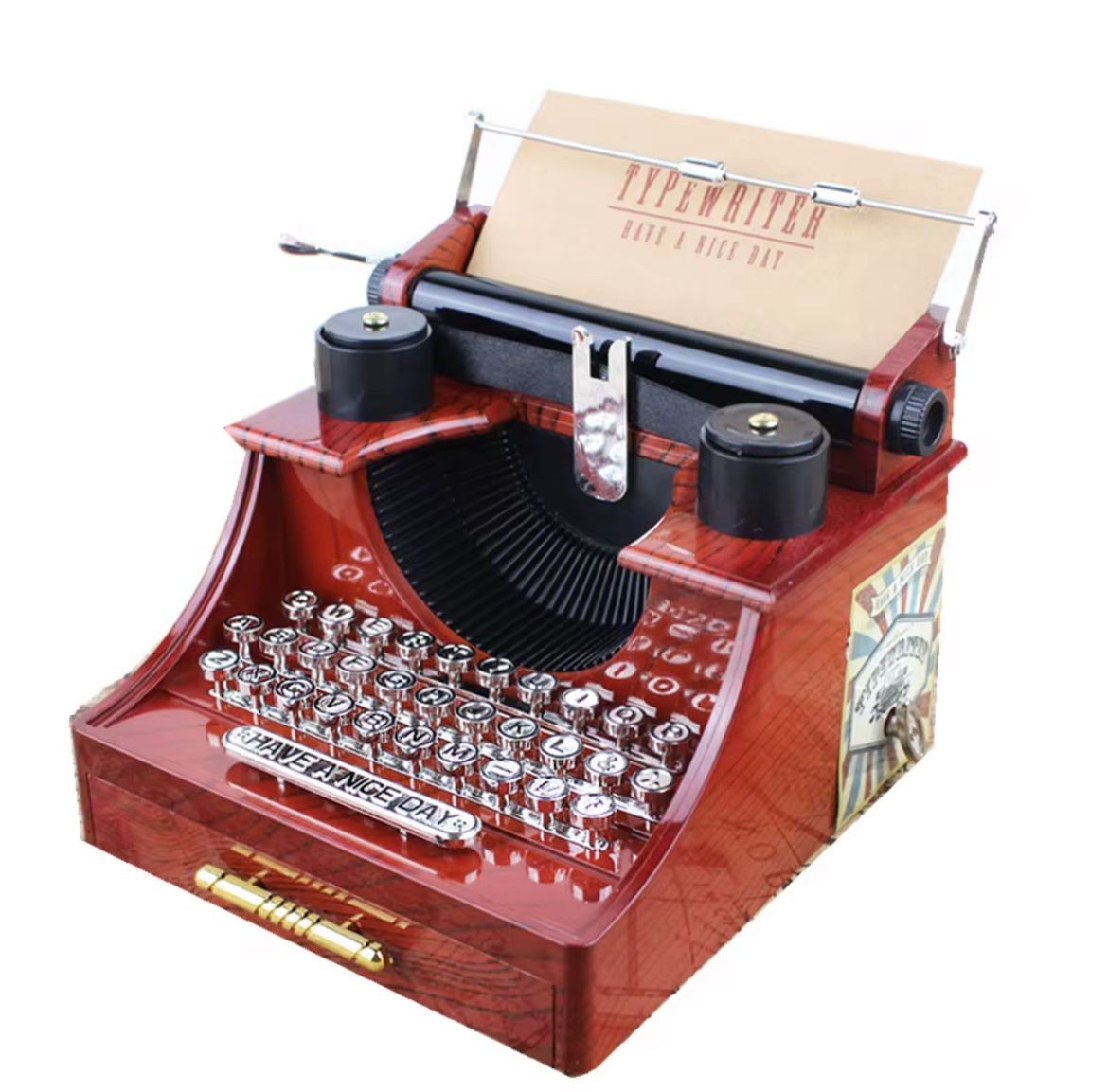 DAKTİLO TASARIMLI NOSTALJİ DEKORATİF MÜZİK KUTUSU RETRO HEDİYELİK 