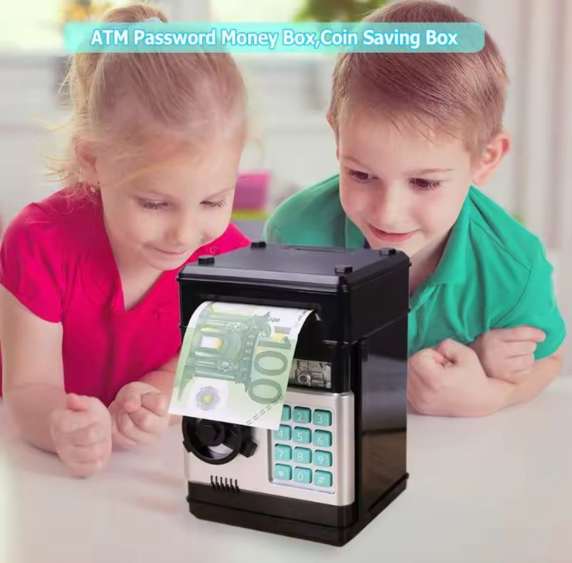 MÜZİKLİ ATM TASARIMLI METAL VE KAĞIT PARA KUMBARASI 