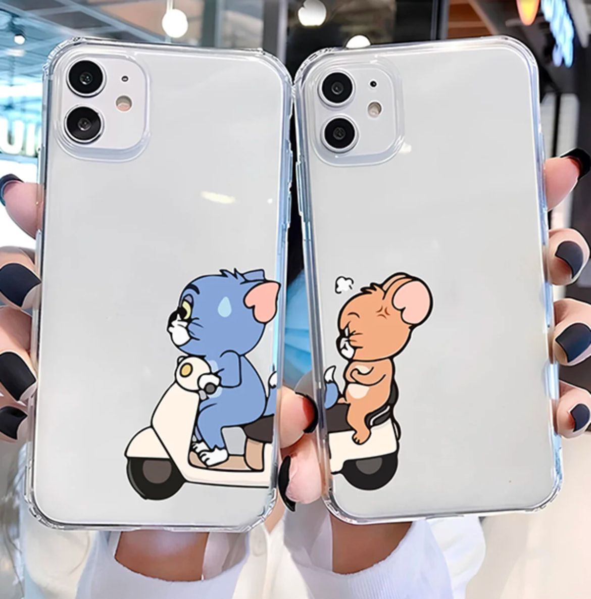 Tom Jerry Motor Baskılı Sevgili Couple Şeffaf Tpu Koruyucu Kılıflar (1 Adet Fiyatıdır )