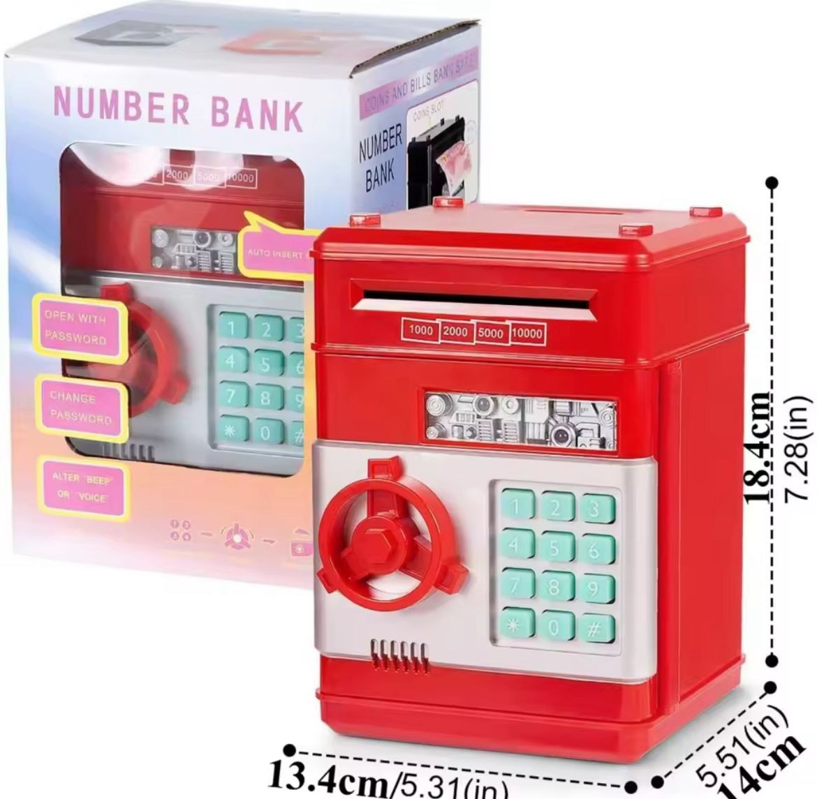 MÜZİKLİ ATM TASARIMLI METAL VE KAĞIT PARA KUMBARASI 