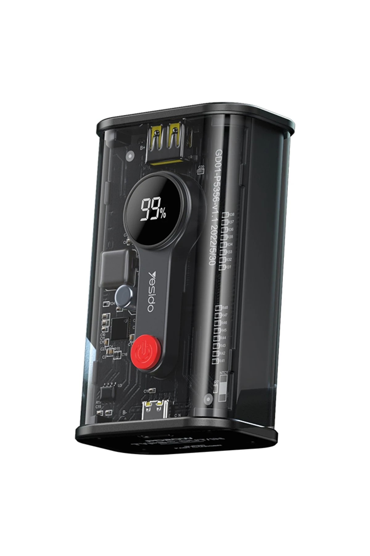 Yesido YP35 10.000 mAh USB3.0 PD Hızlı Şarj Powerbank - Şeffaf