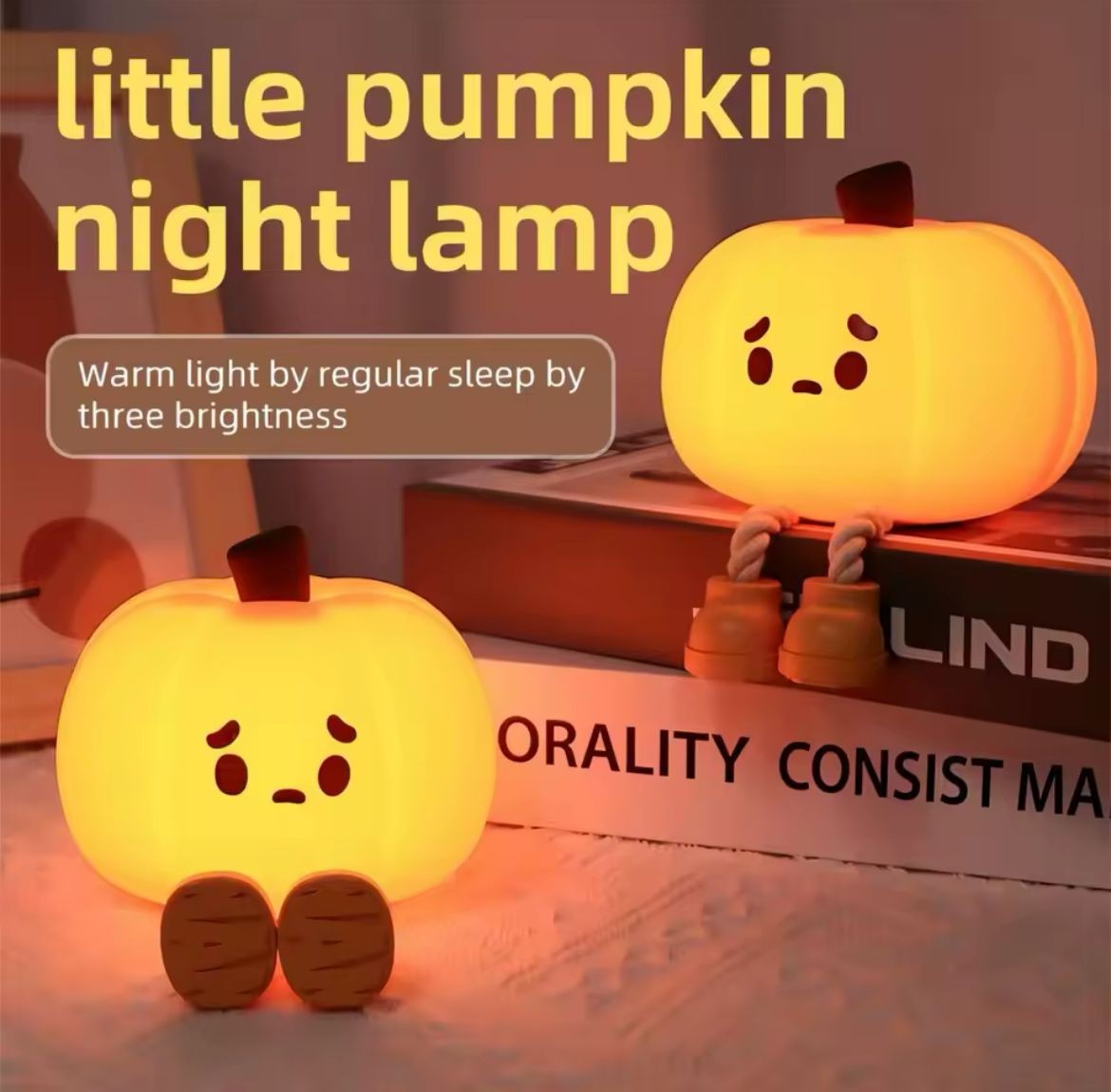 PUMPKİN  BAL KABAĞI SEVİMLİ DOKUNMATİK ŞARJLI 3 MODLU  DEKORATİF GECE VE MASA LAMBASI 