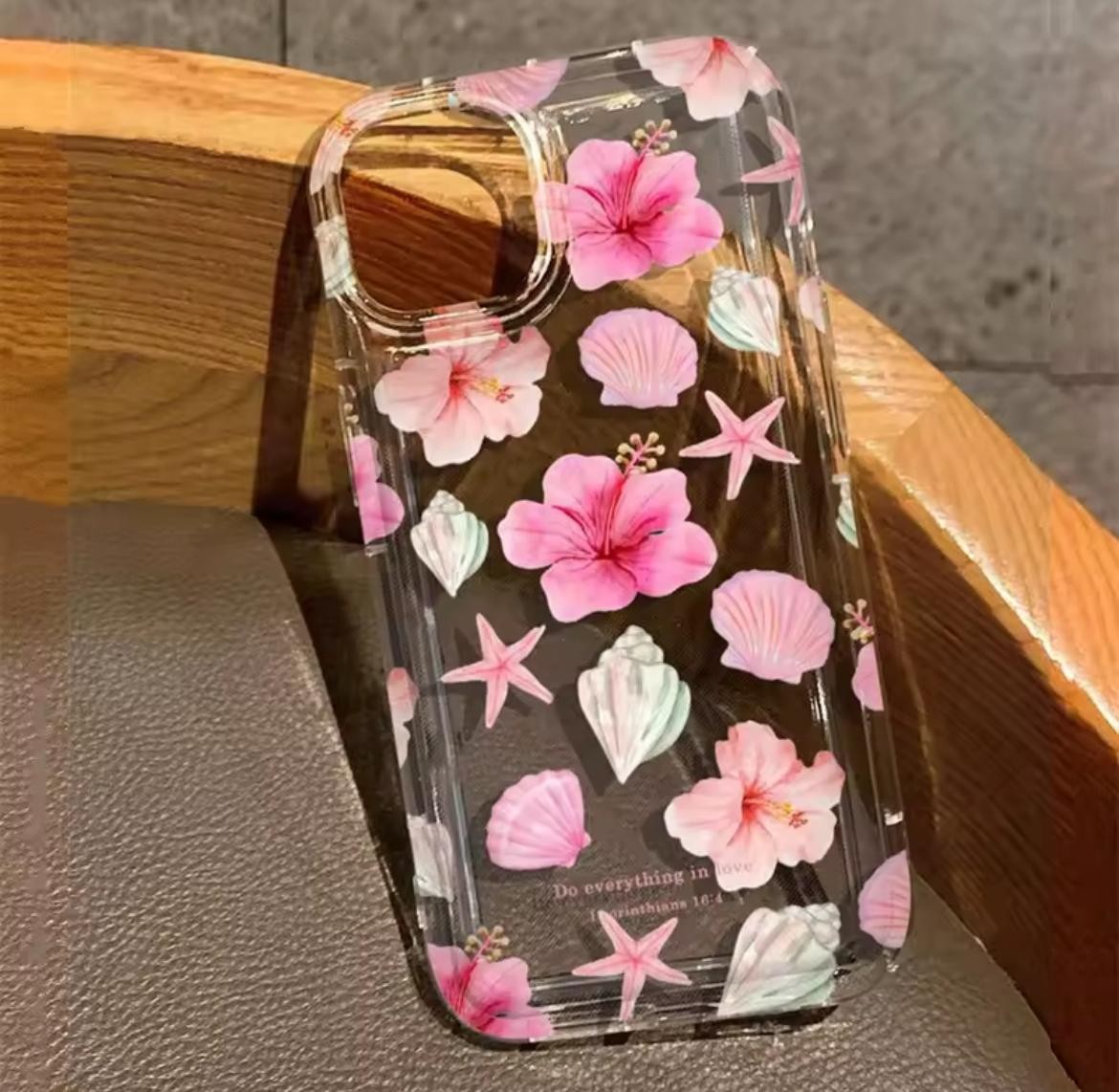 PEMBE YILDIZLI ÇİÇEK BASKILI ŞEFFAF TPU KORUYUCU KILIFLAR 