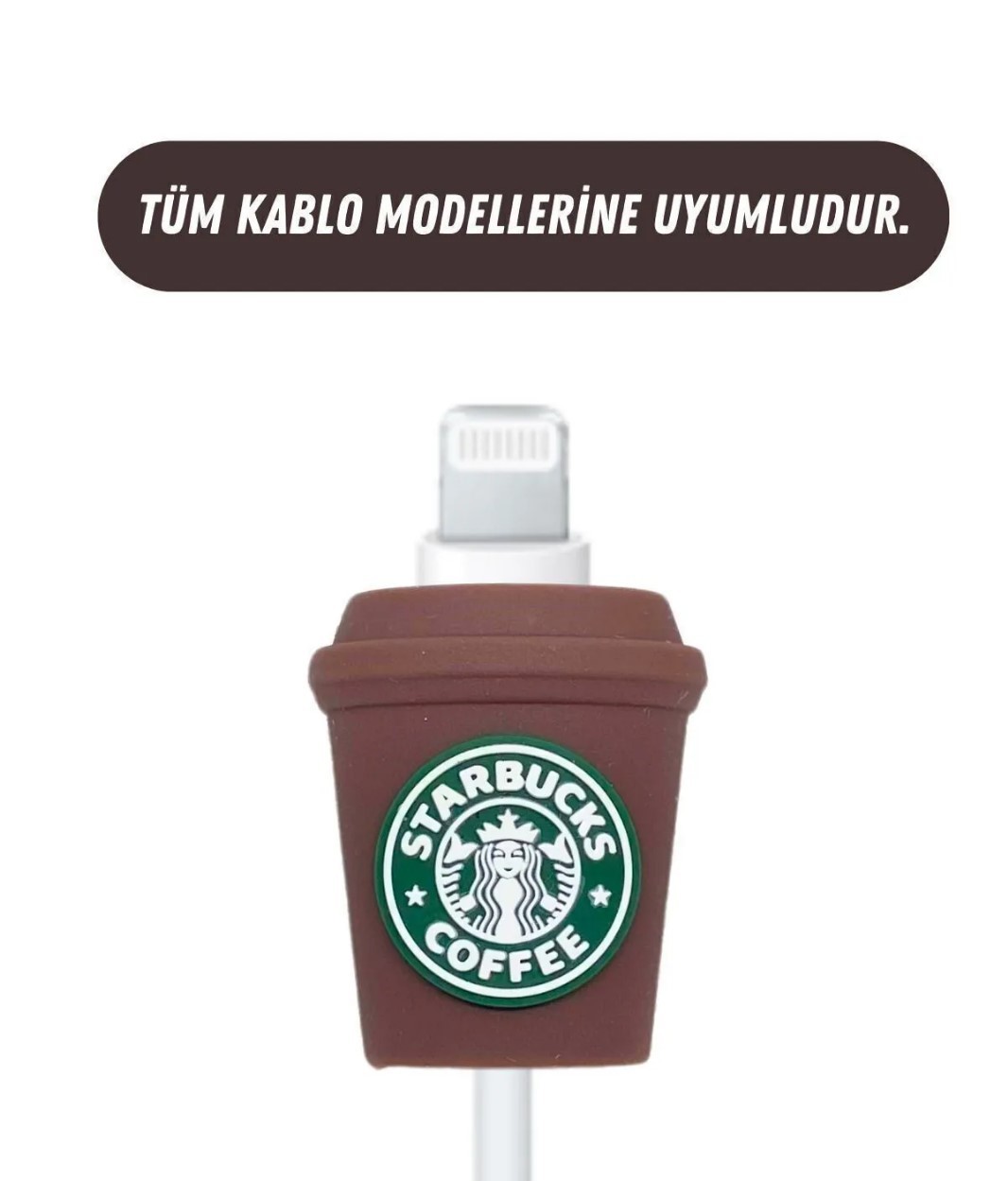 BEYAZ STARBUCKS KABLO UCU KORUYUCU 