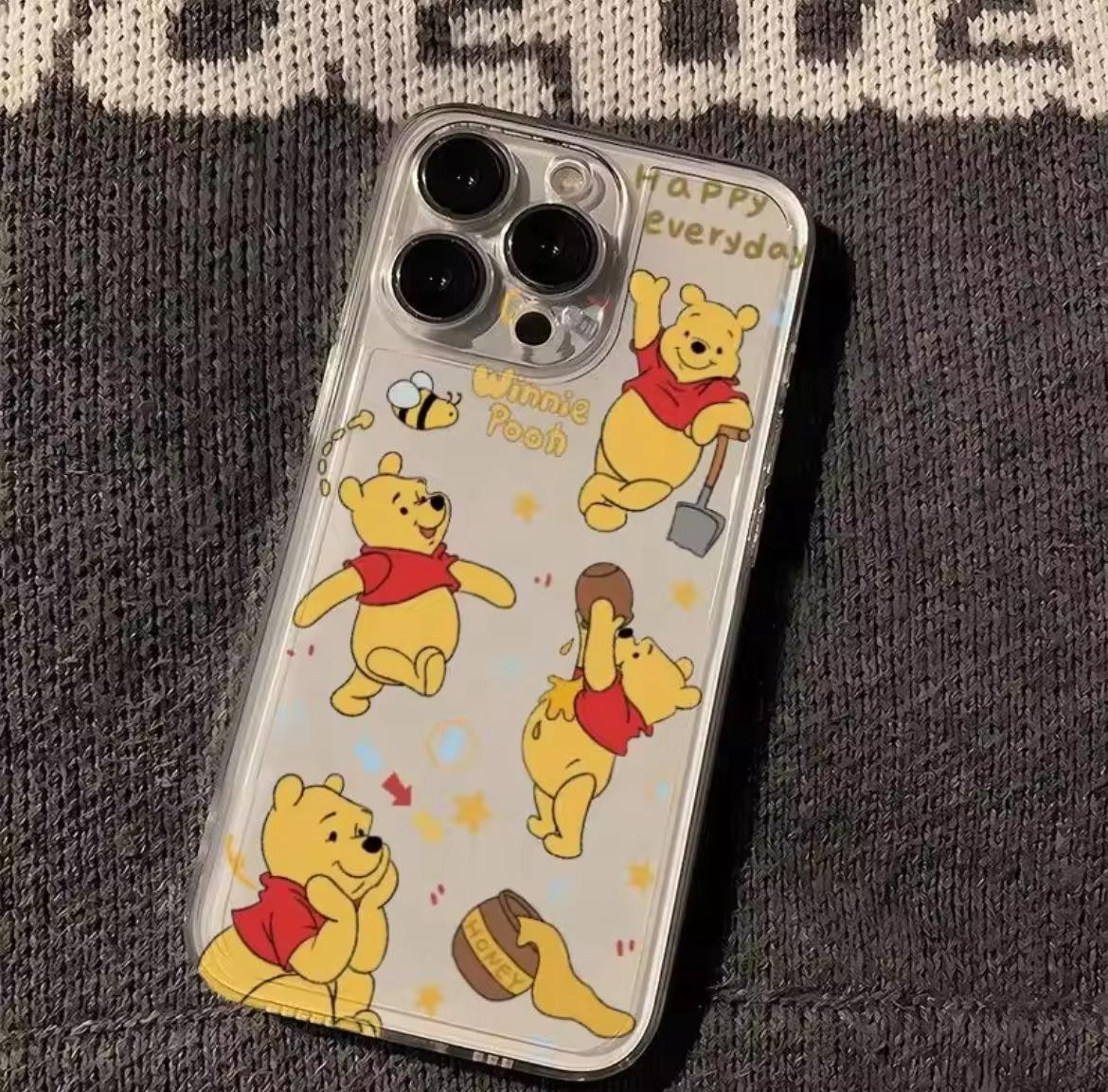 HAPPY EVERYDAY POOH BASKILI ŞEFFAF TPU KORUYUCU KILIFLAR 