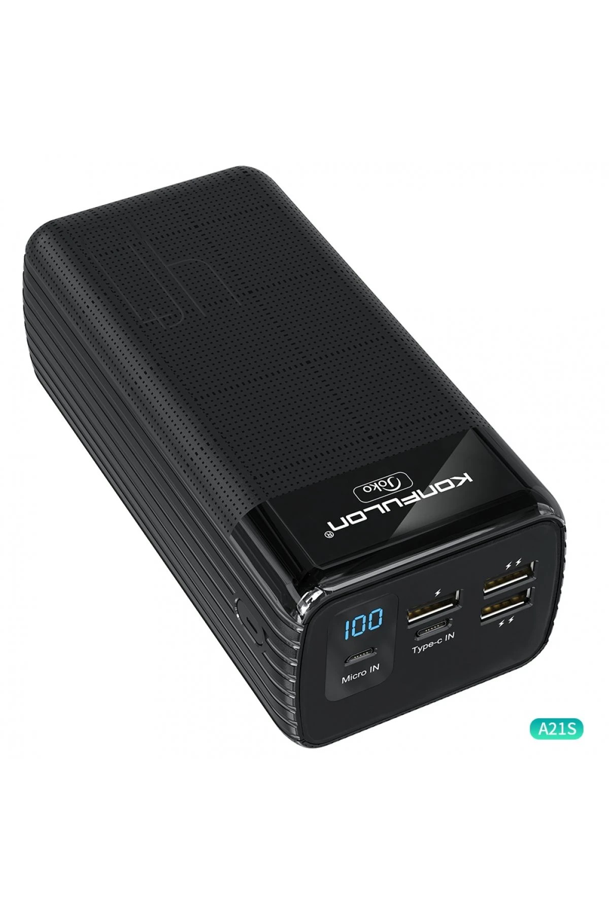 Konfulon A21S Led Işıklı Powerbank 40.000 mAh - Siyah