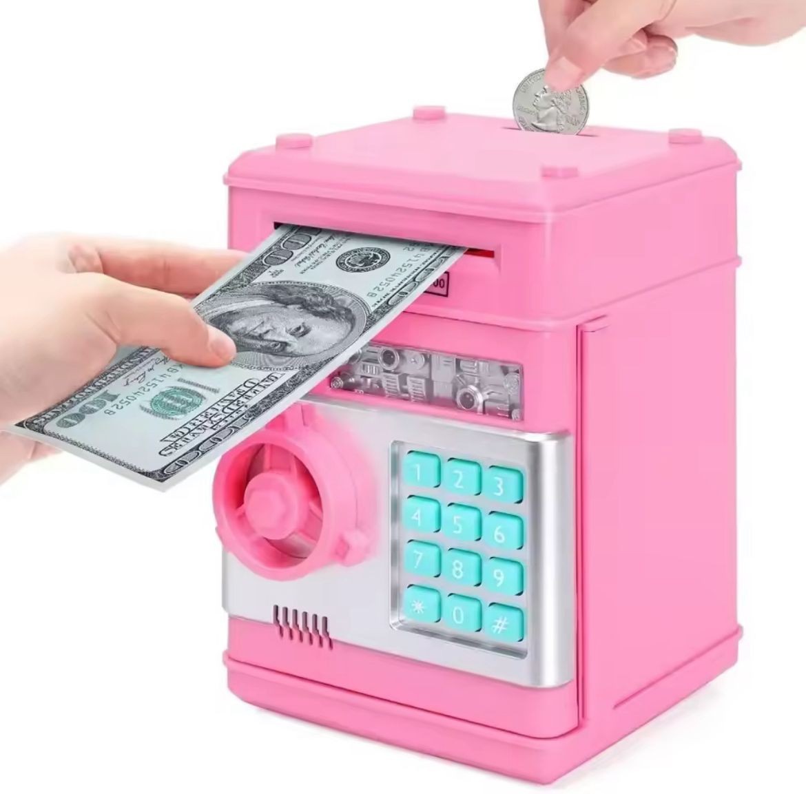 MÜZİKLİ ATM TASARIMLI METAL VE KAĞIT PARA KUMBARASI 