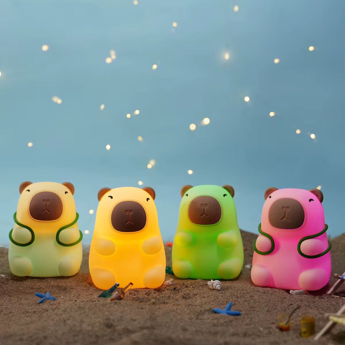Capybara Yeşil Sulufet Dokunmatik Şarj Edilebilir Renk Değiştiren Masa Ve Gece Lambası 