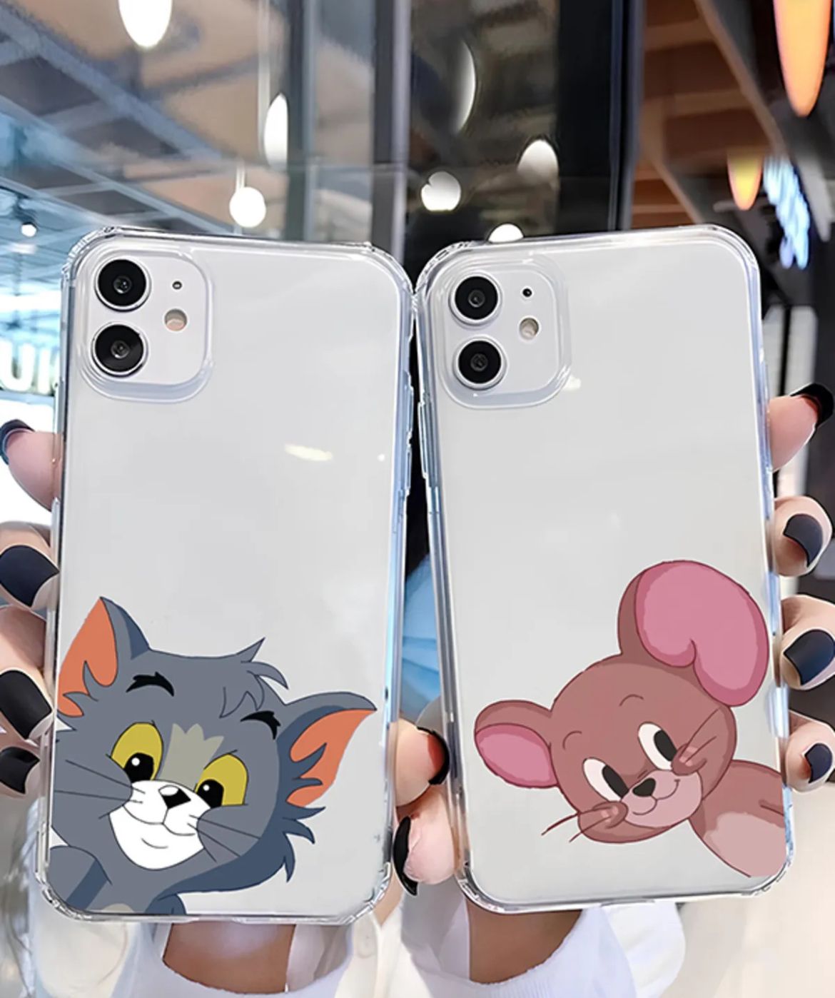 JR Tom Jerry Baskılı Sevgili Couple Şeffaf Koruyucu Kılıflar (1 Adet Fiyatıdır )