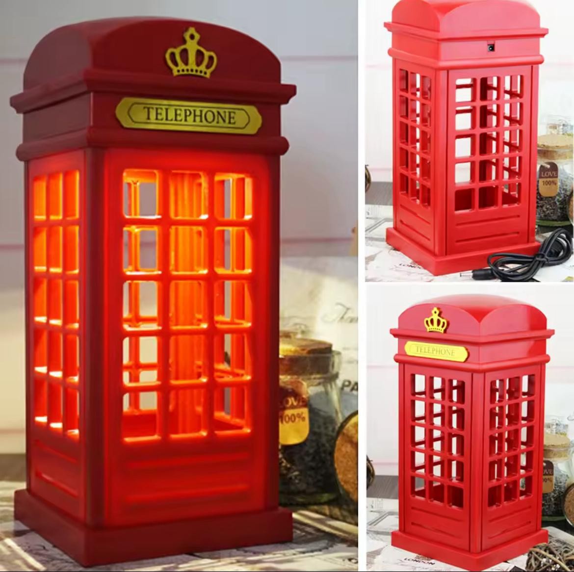 LONDRA TELEFON KULÜBESİ TASARIMLI MASA VE GECE LAMBASI DOKUNMATİK 